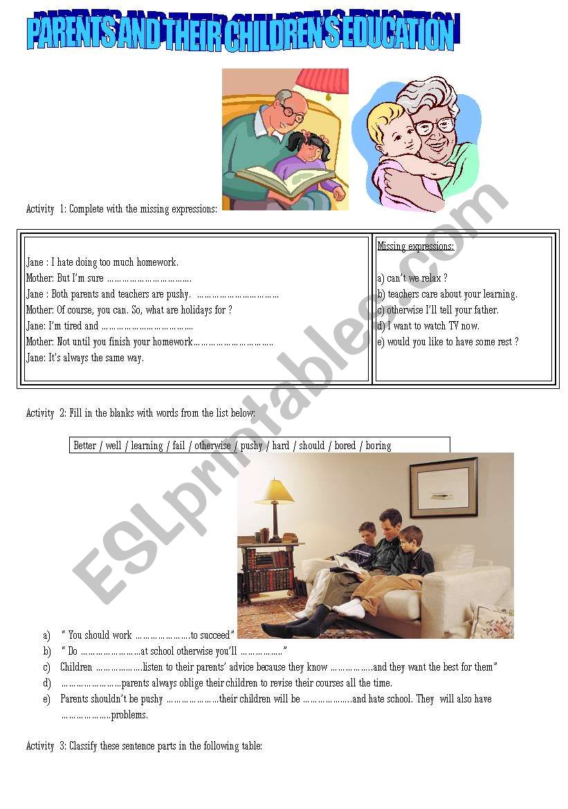 parents and their childrenÂ´s education/ pushy or not pushy parents