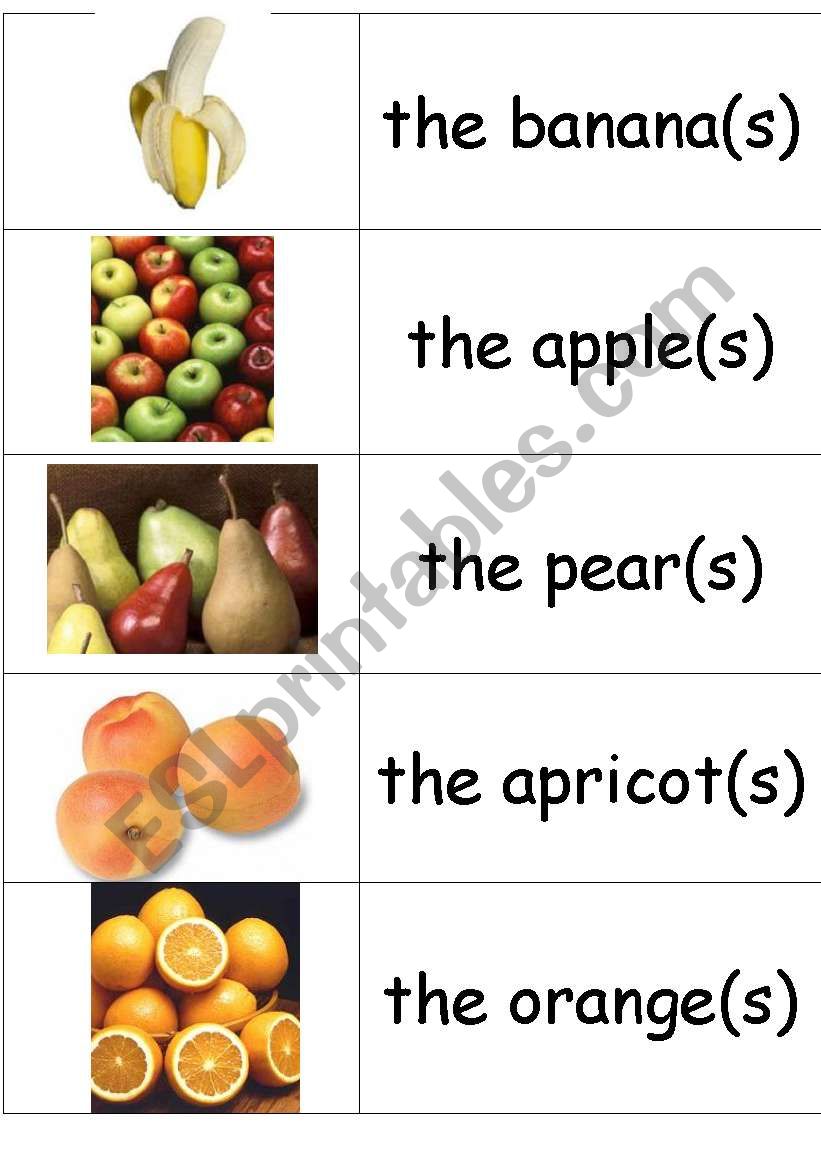 Fruit flashcards+word cards worksheet
