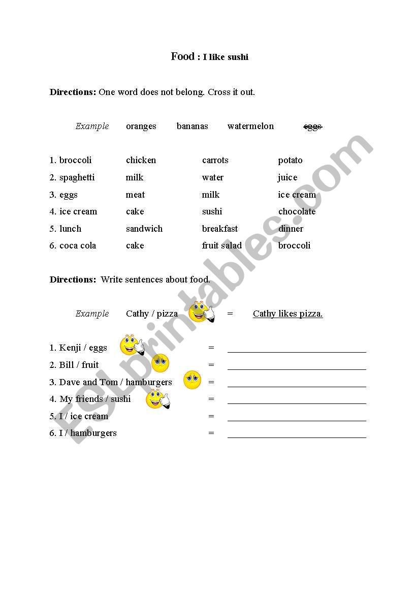 Food worksheet