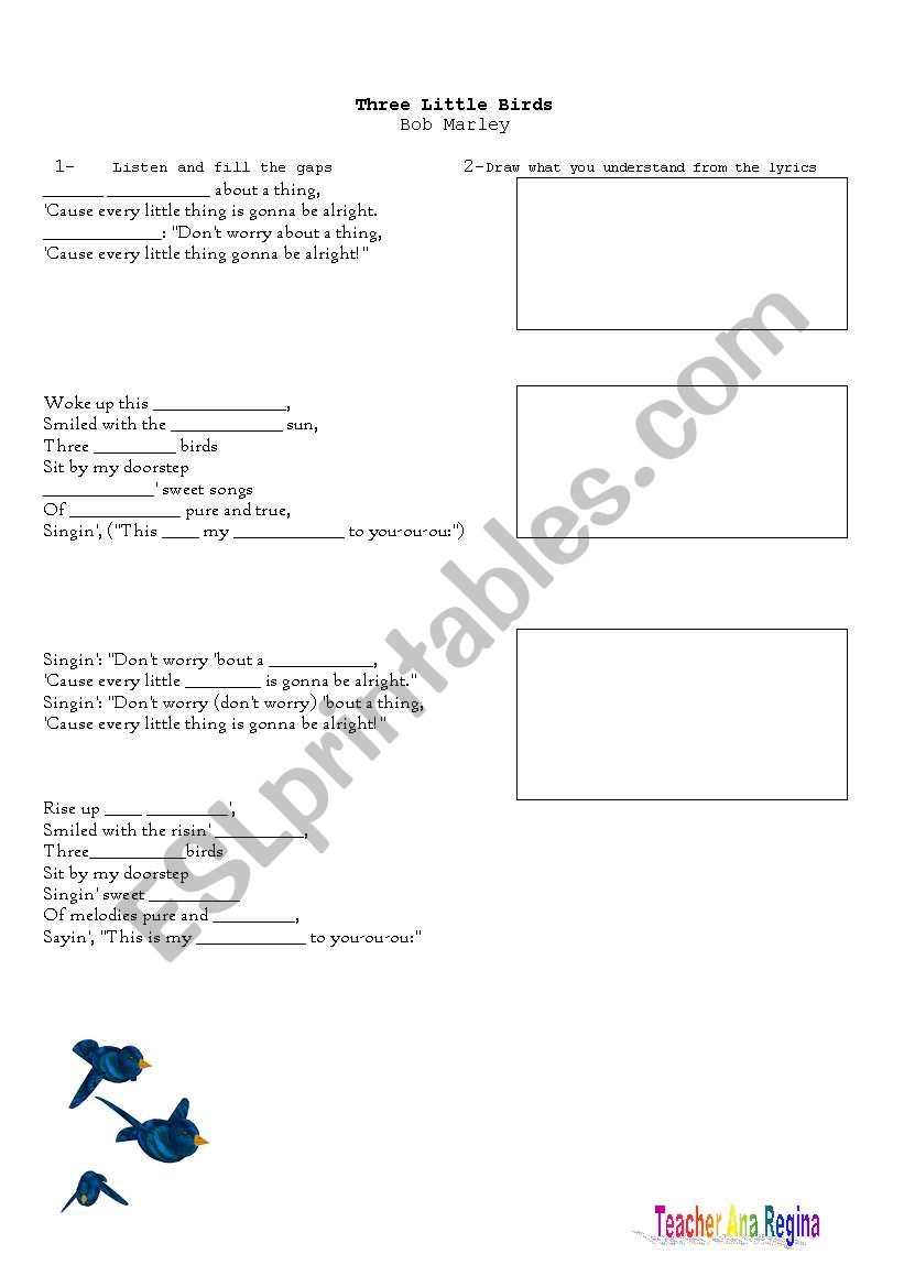 The three little birds worksheet