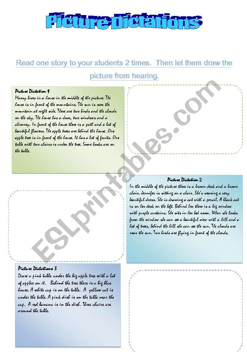 Picture Dictations worksheet