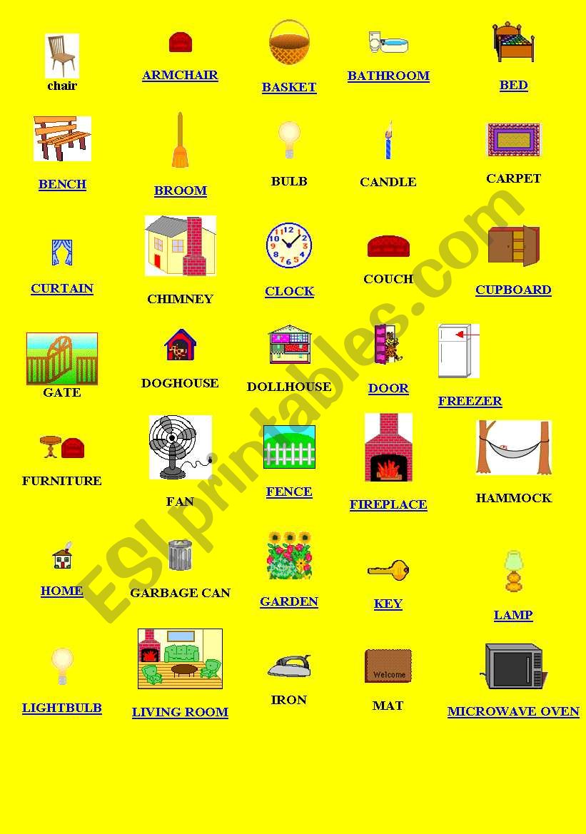 Furniture vocabulary worksheet