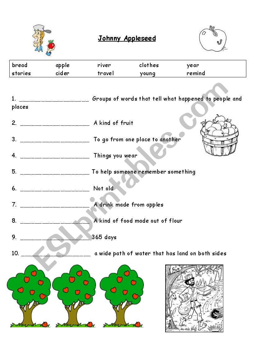 Johnny appleseed worksheet