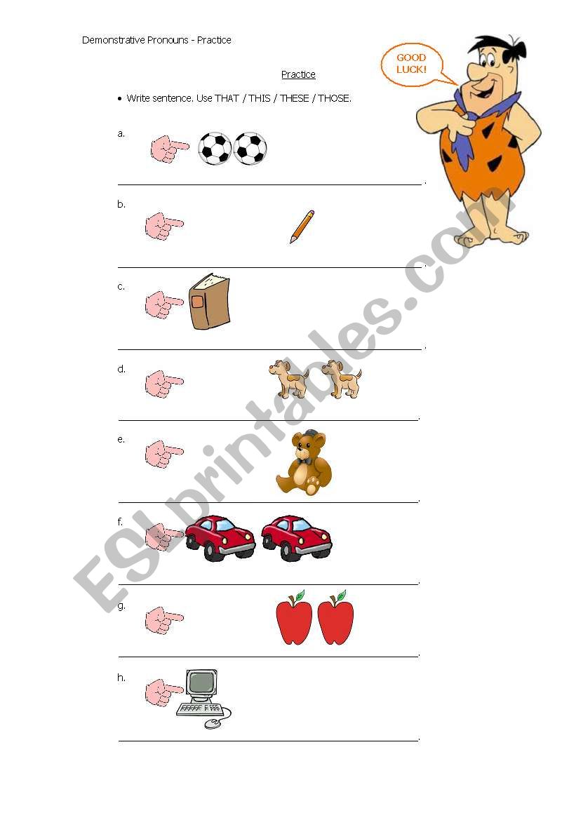 Demonstrative pronouns worksheet