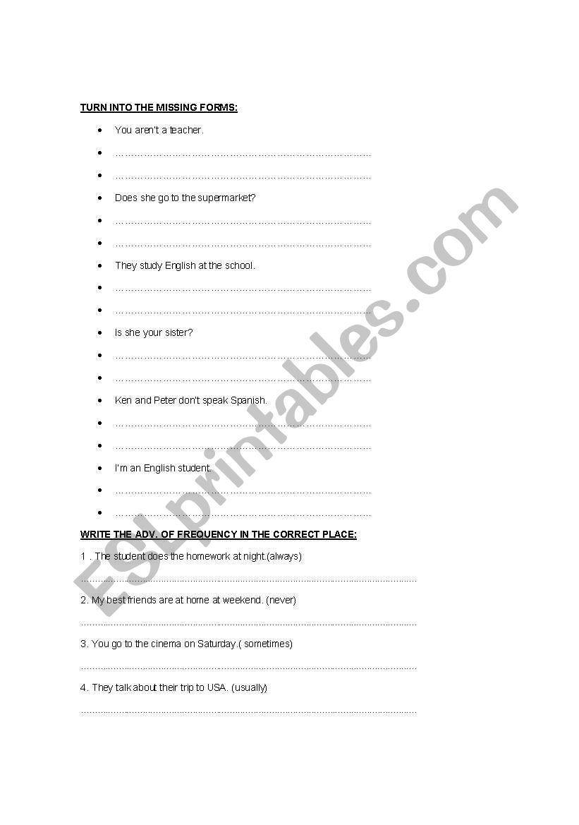simple present and adverbs of frequency
