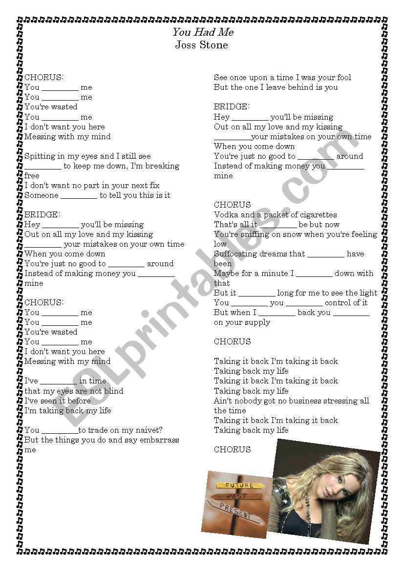 You Had Me - Joss Stone worksheet