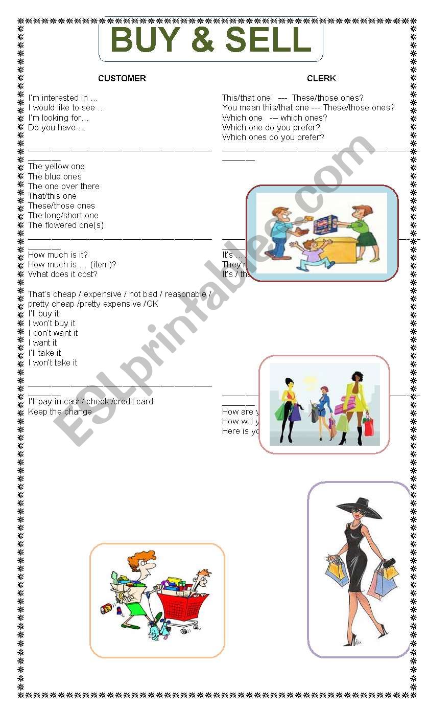 BUY AND SELL WORKSHEET worksheet