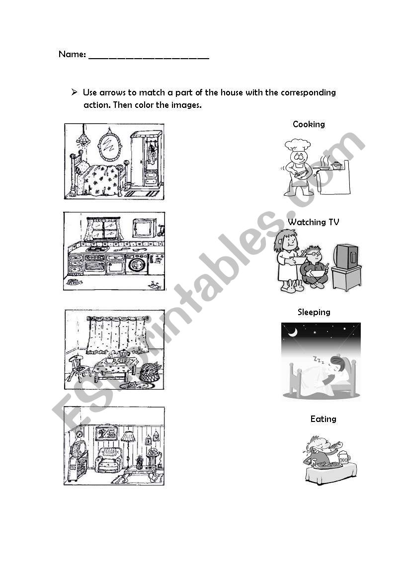 Parts of the House worksheet