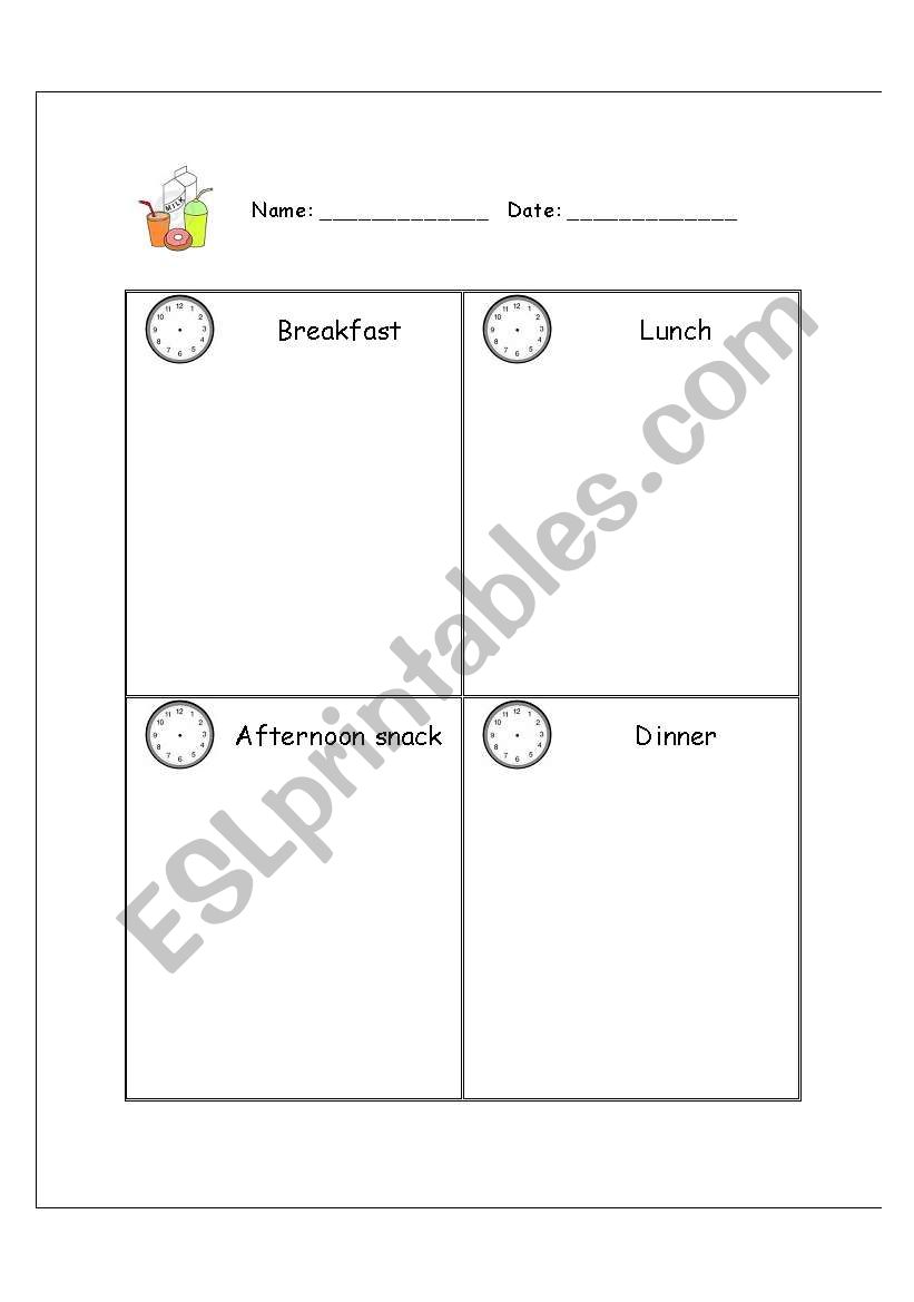 Food Diary worksheet