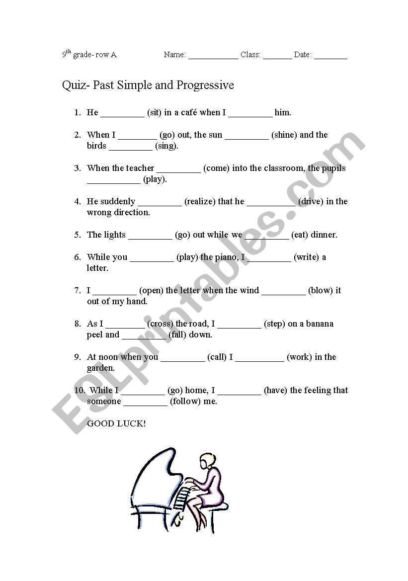 quiz on past simple and progressive