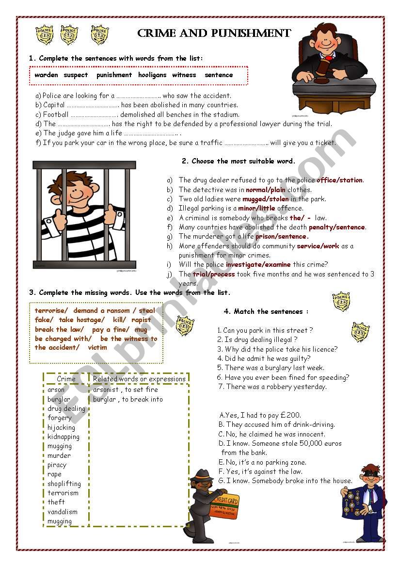 Crime and Punishment part 2 worksheet