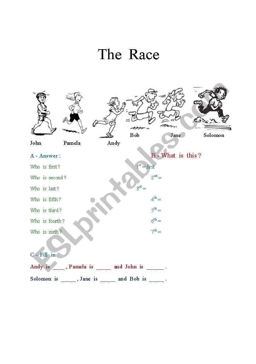 The race worksheet