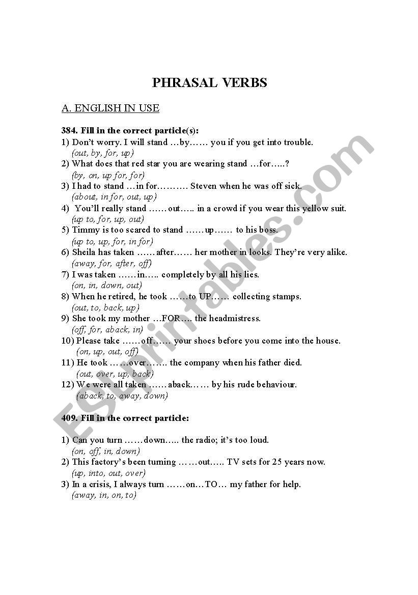 Pharse Verb - Easy worksheet