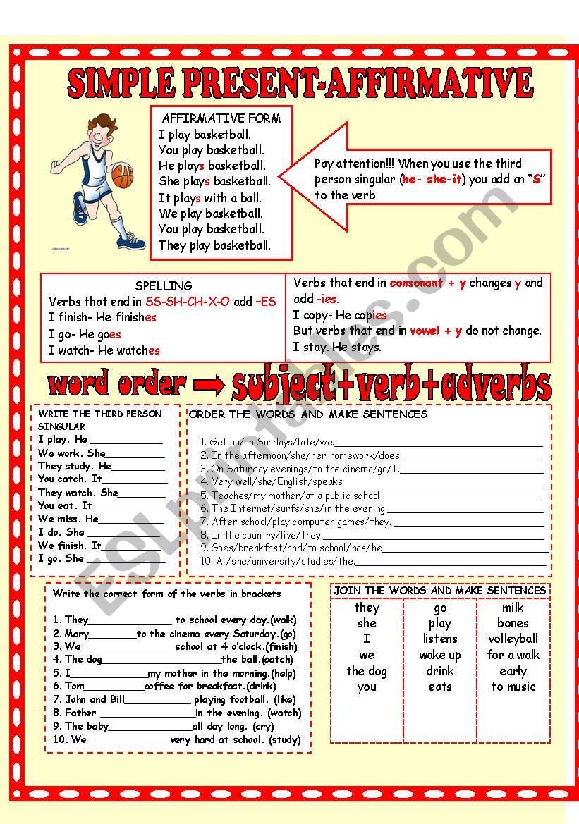 SIMPLE PRESENT AFFIRMATIVE worksheet