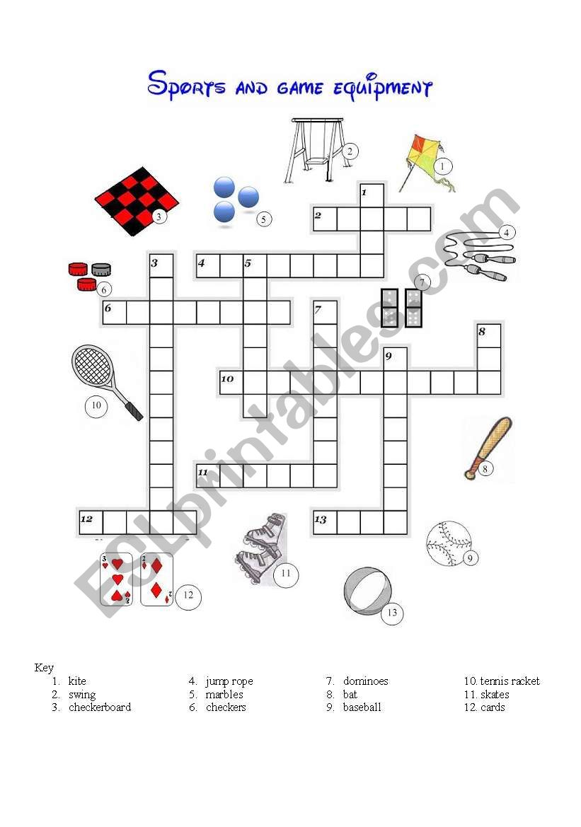 sports and game equipment worksheet