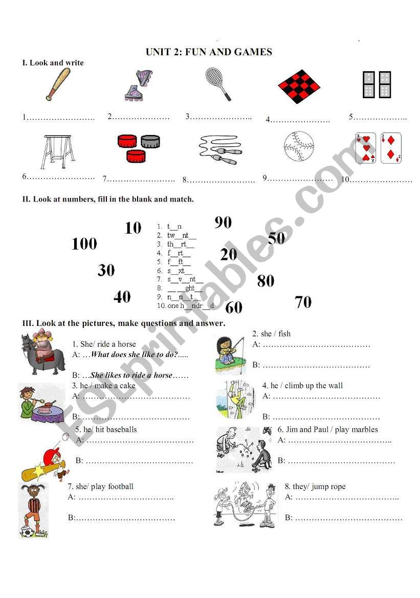 fun and games worksheet