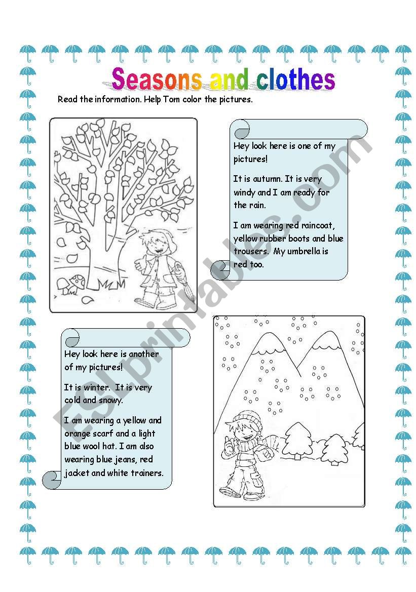 Seasons and clothes worksheet