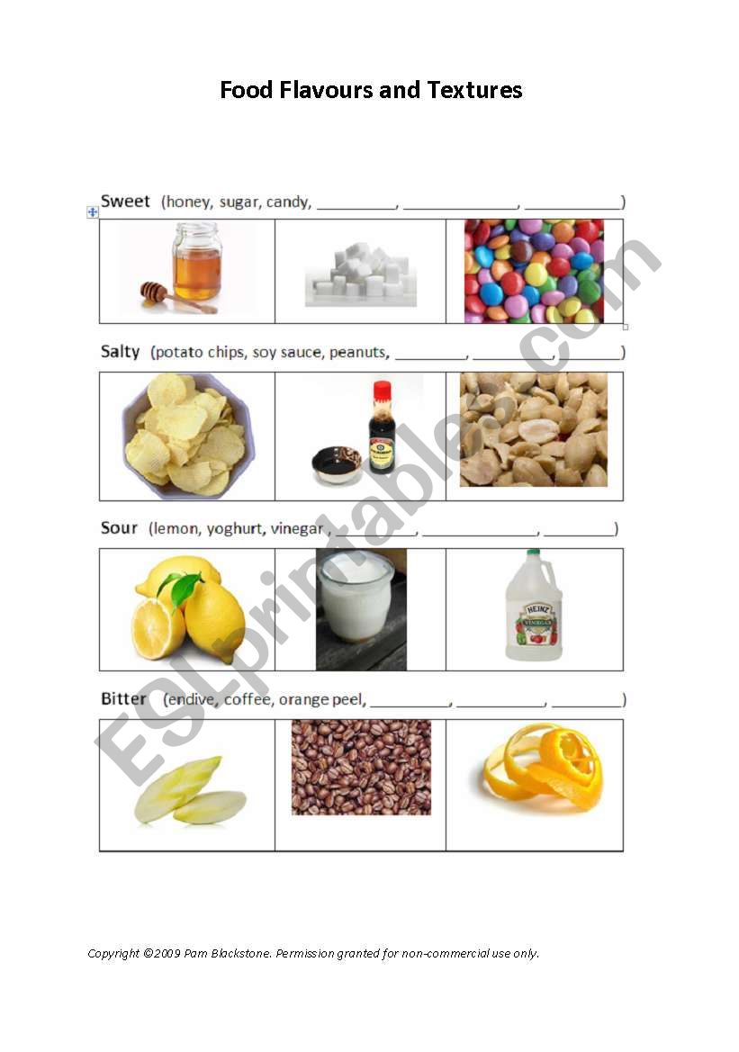Food Flavours (1 of 2) worksheet