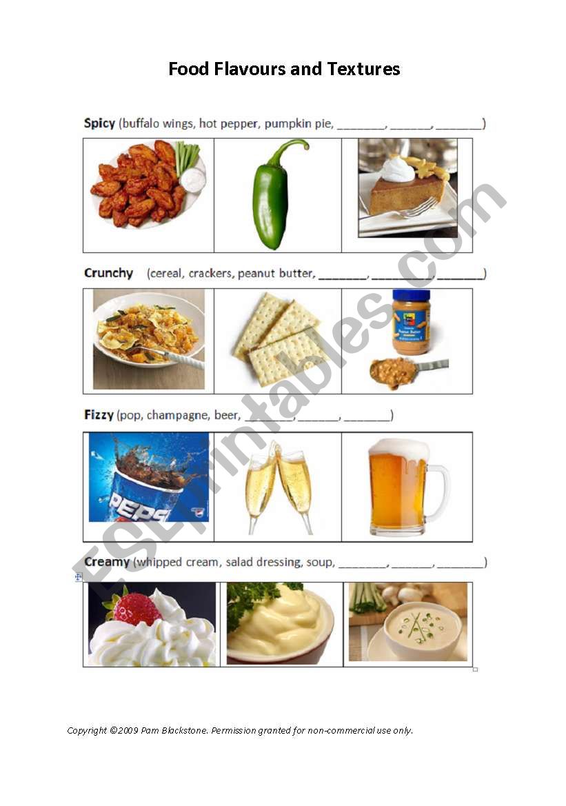 Food Flavours (2 of 2) worksheet