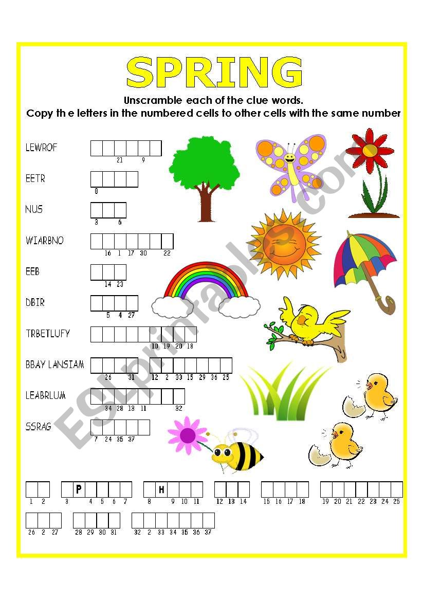 DOUBLE PUZZLE (SPRING) + KEY worksheet