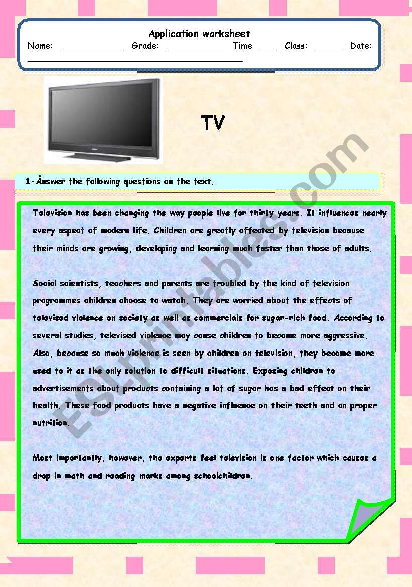 tv worksheet