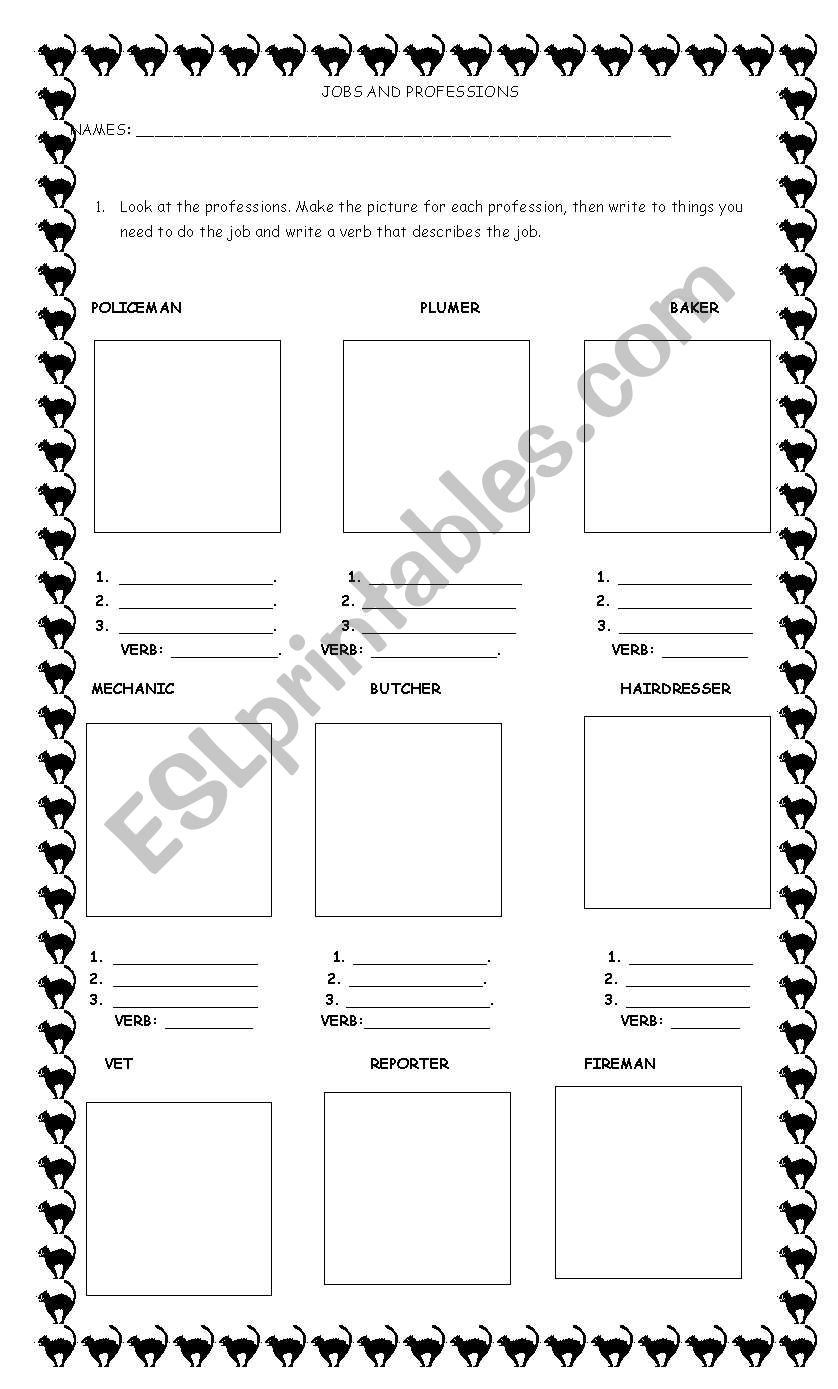 DRAW JOBS AND PROFESSIONS worksheet