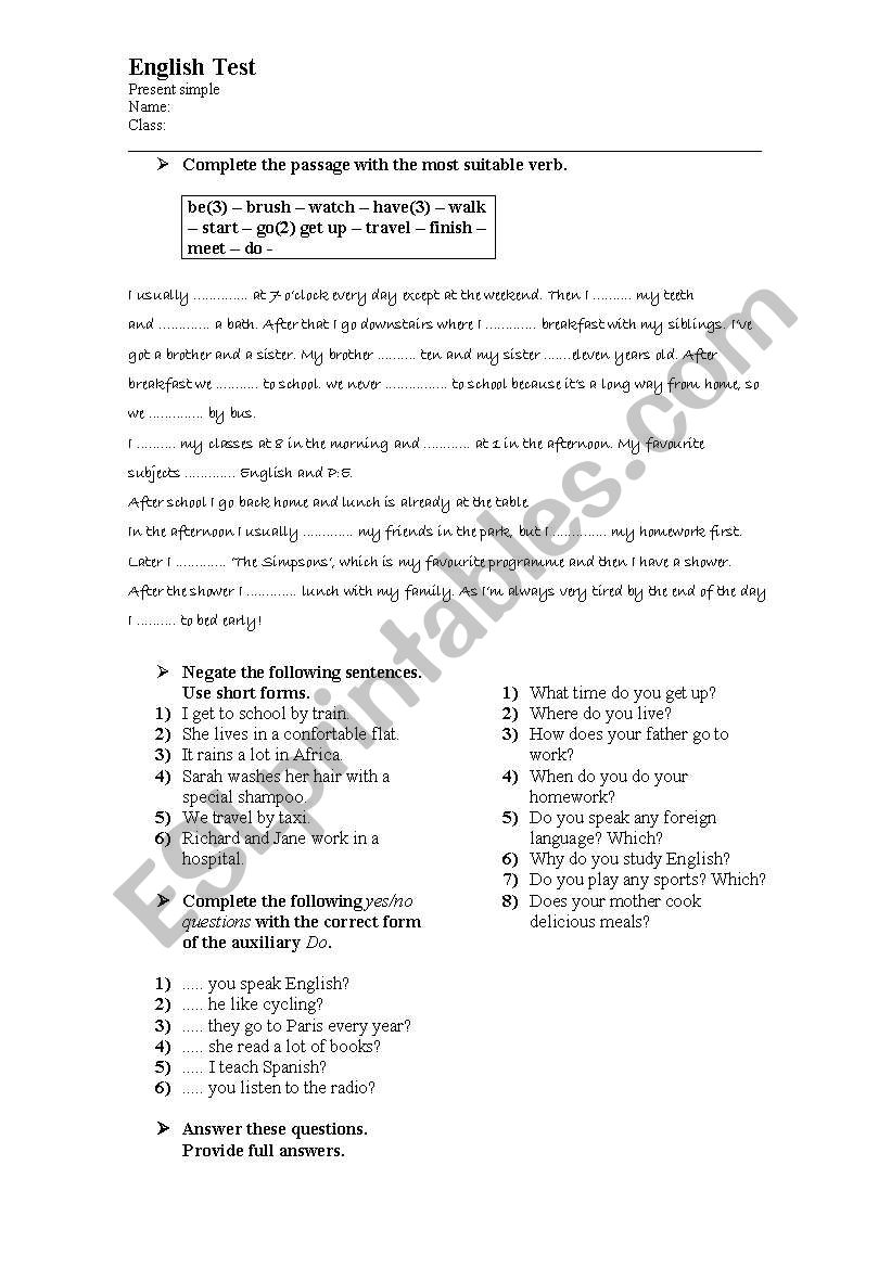 Present Simple worksheet