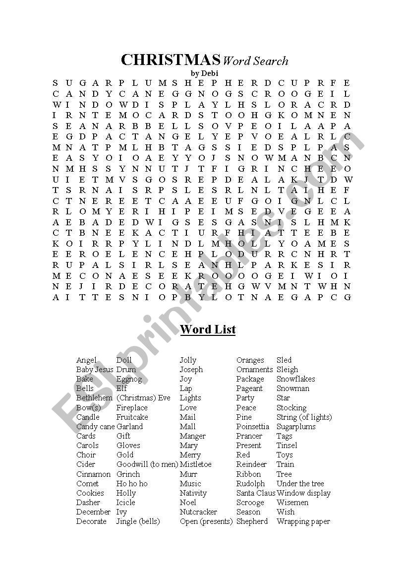 Chrismas Wordsearch worksheet