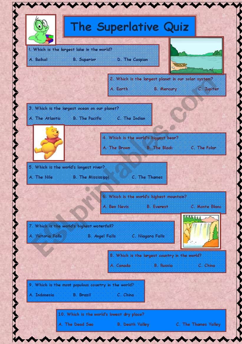 The Superlative Quiz worksheet