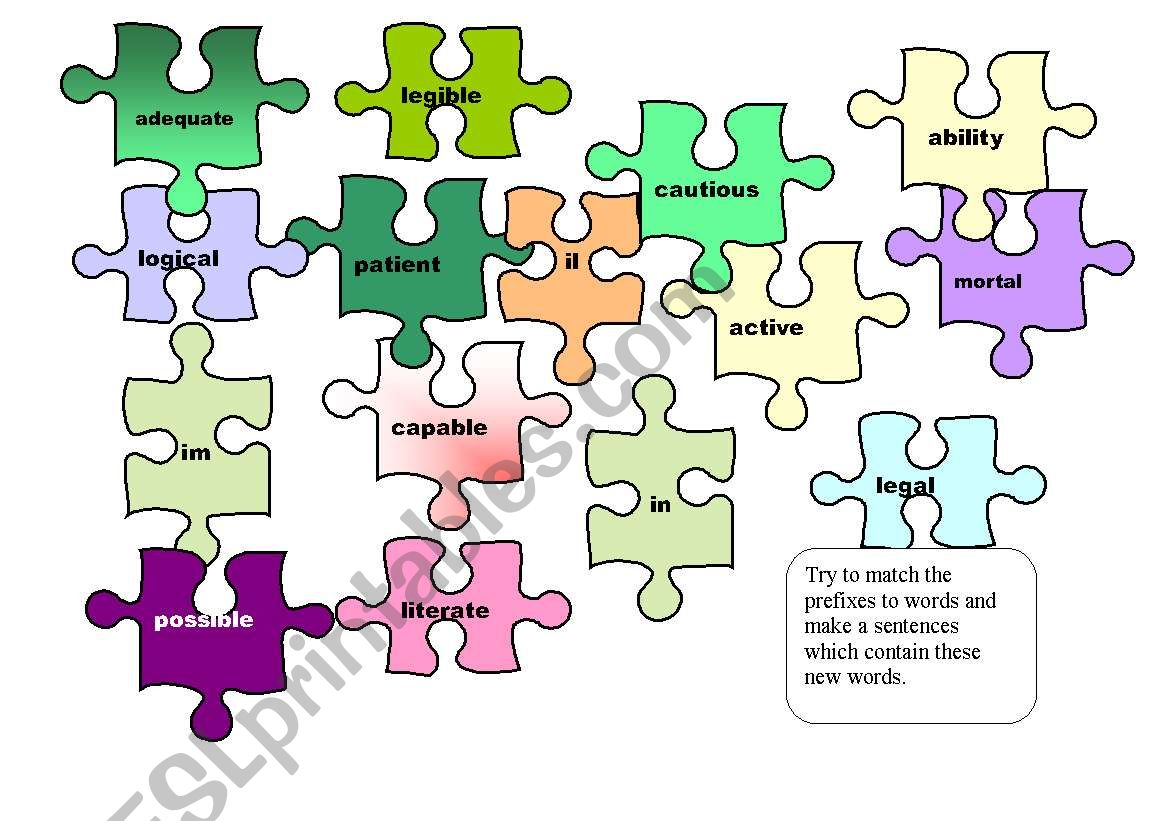 puzzle for prefixes worksheet