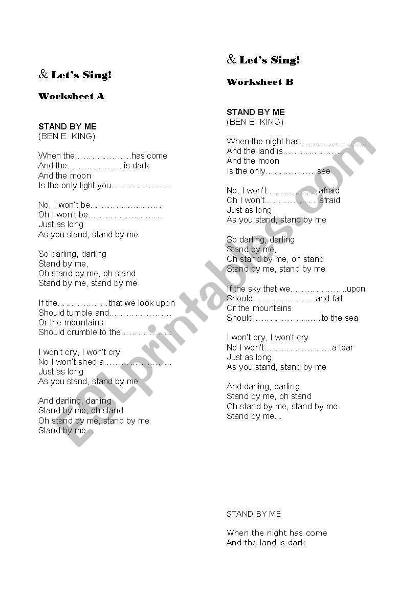 Song: STAND BY ME worksheet