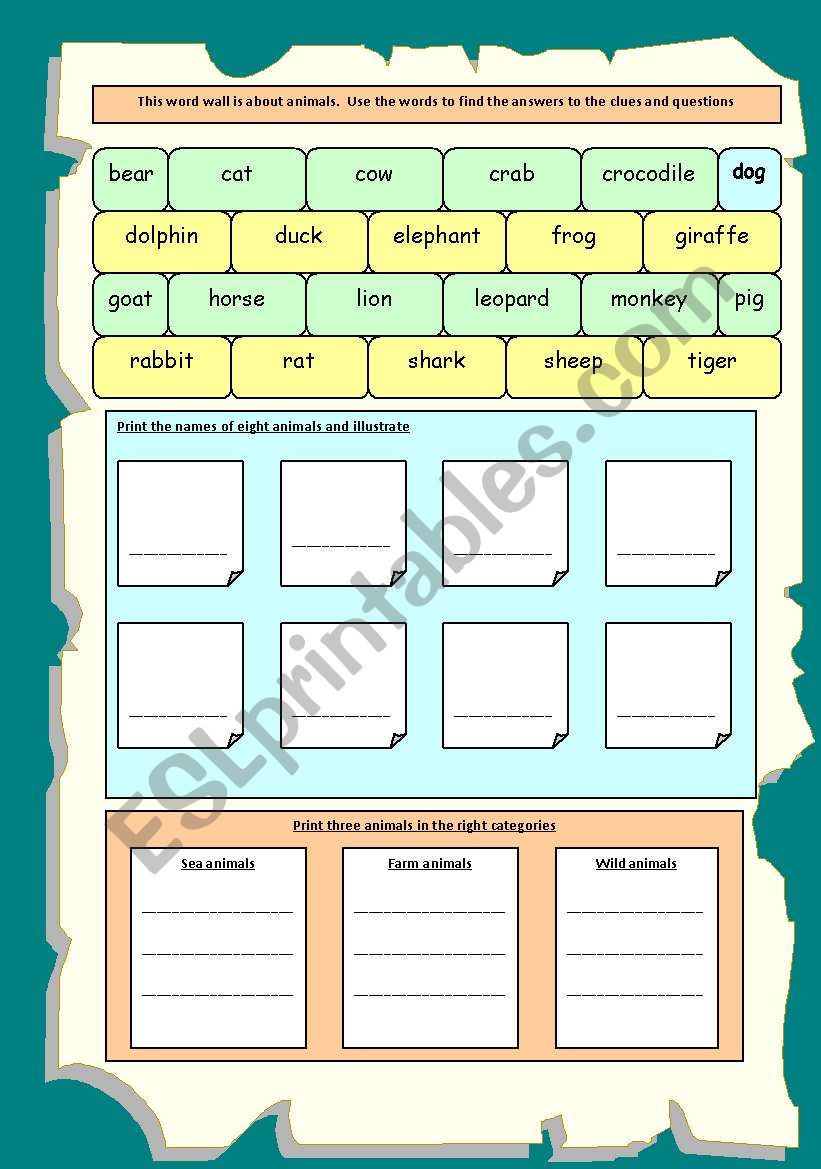 Working with words worksheet