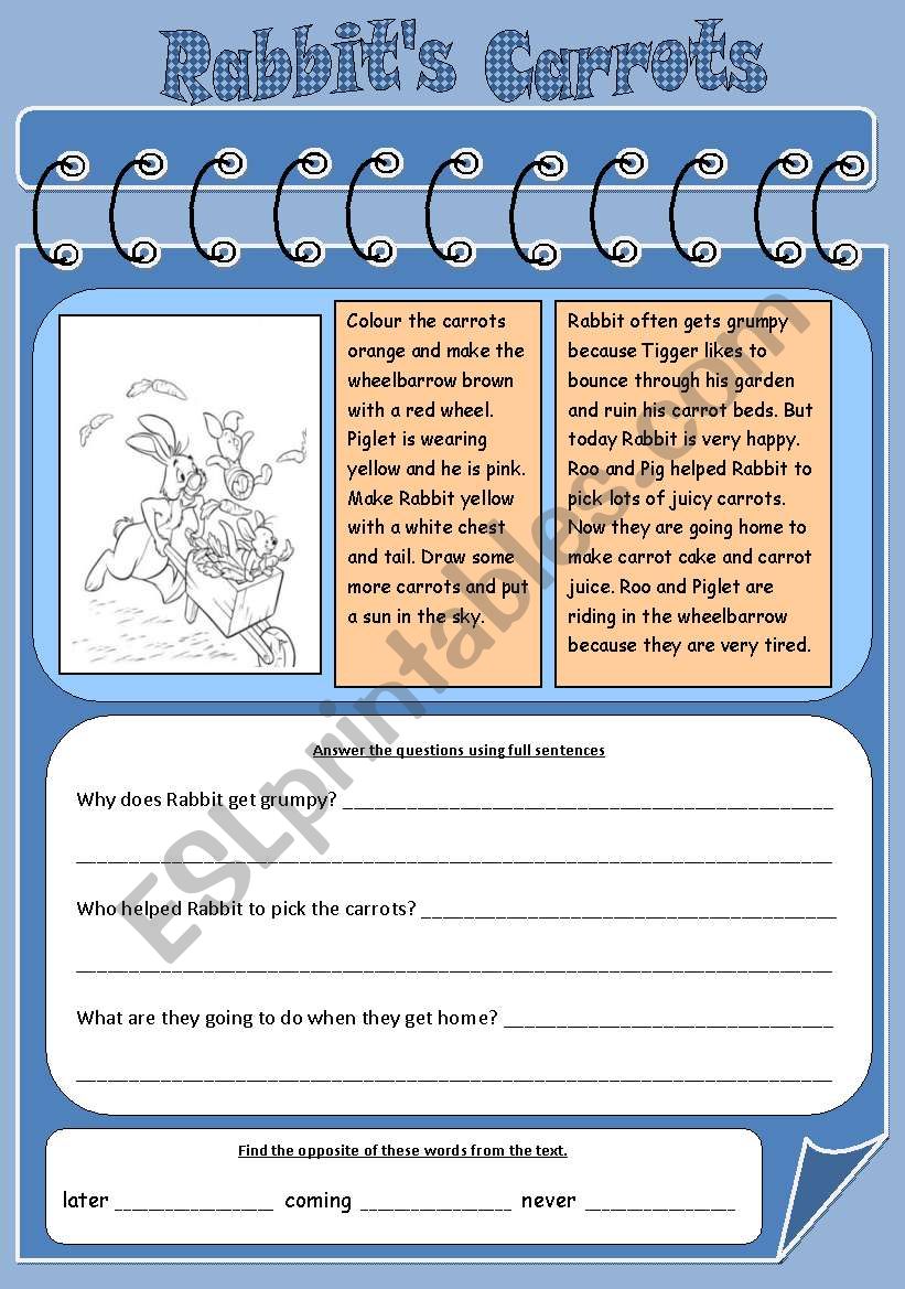 Rabbits Carrots worksheet