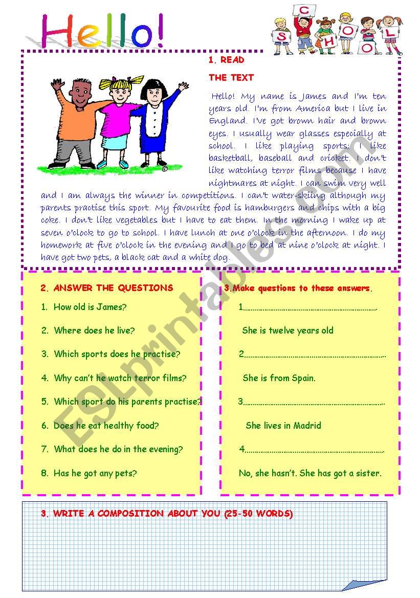 Hello School! worksheet