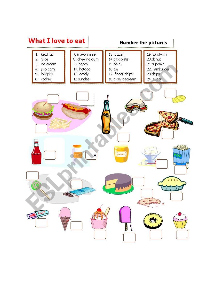 What I love to eat worksheet