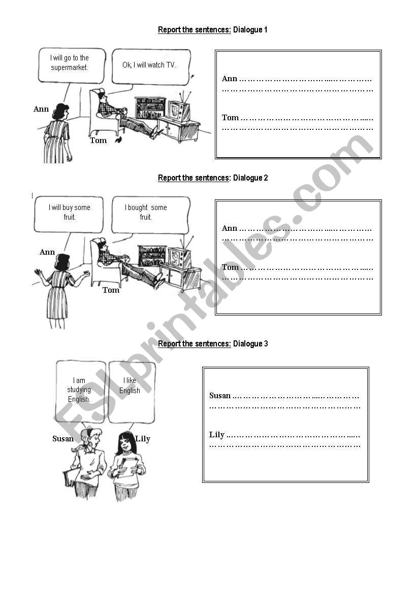 Reported Speech worksheet