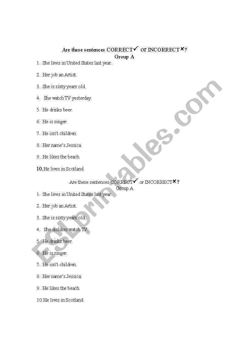 Check if the sentence is correct