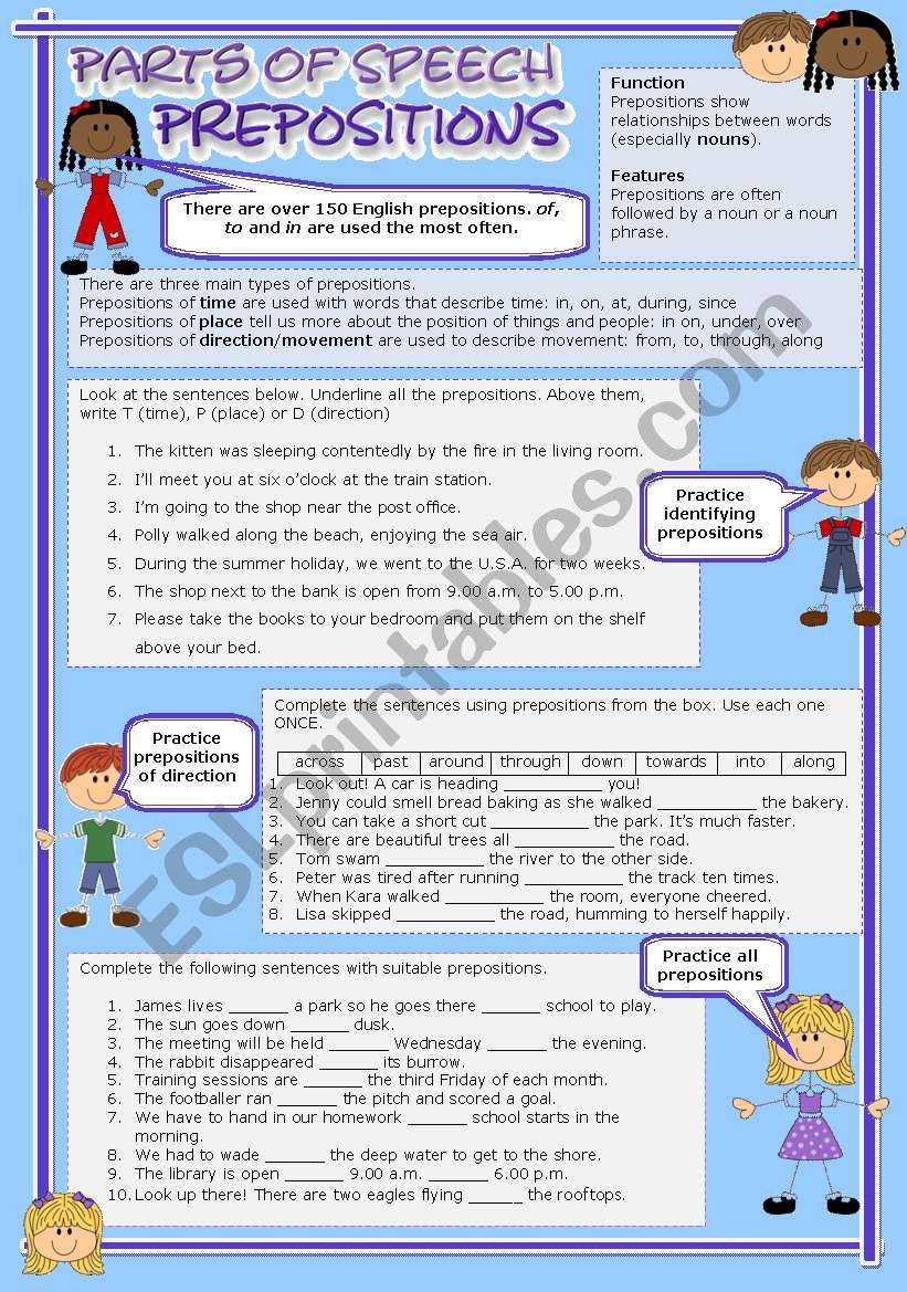 Parts of speech (9) - Prepositions (fully editable)