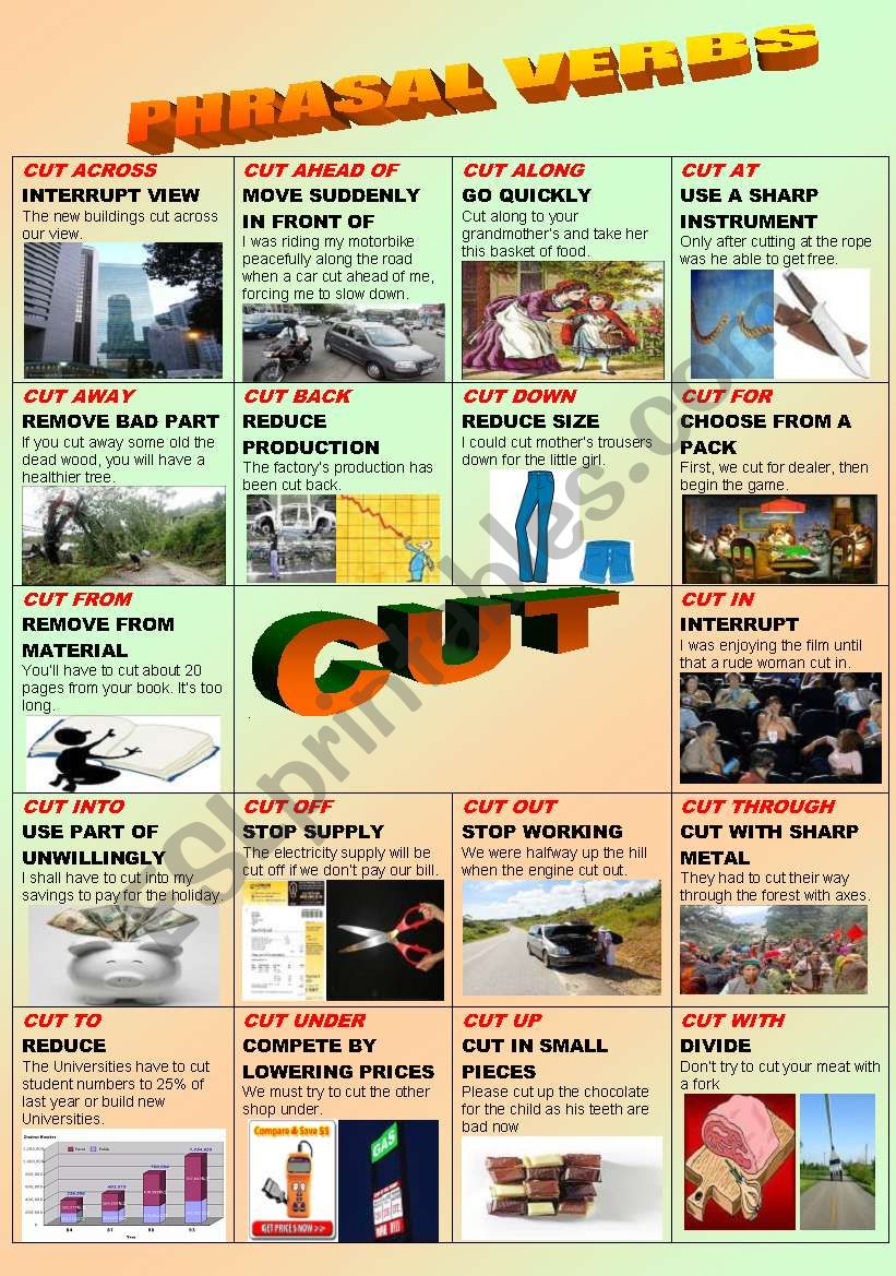 PHRASAL VERBS:CUT worksheet