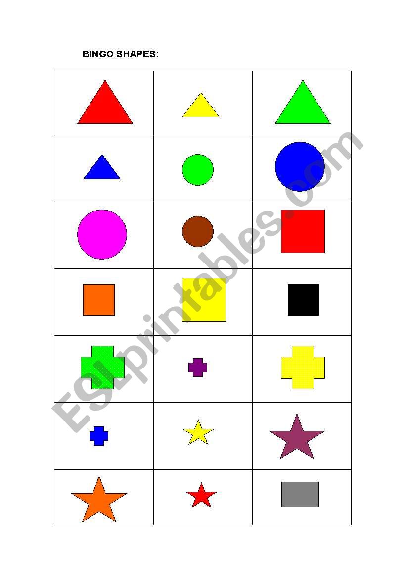 Bingo Shapes worksheet