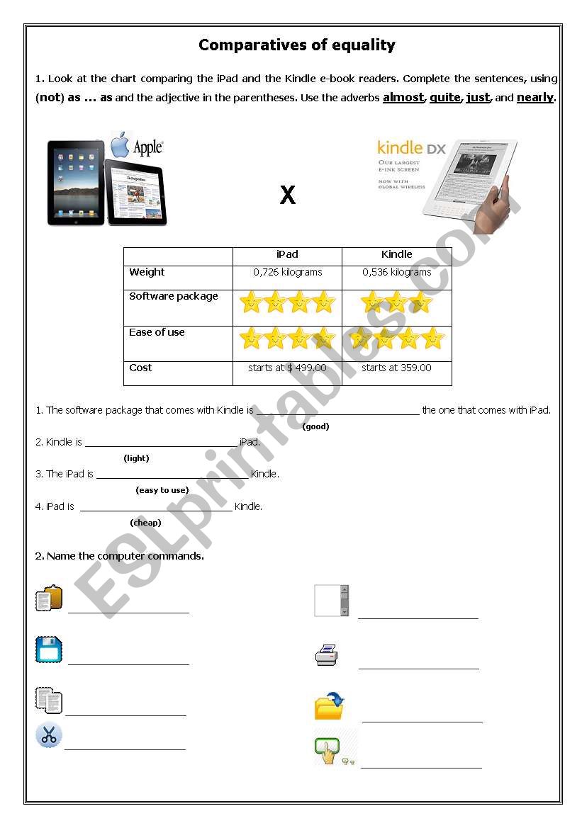 Comparatives of equality worksheet