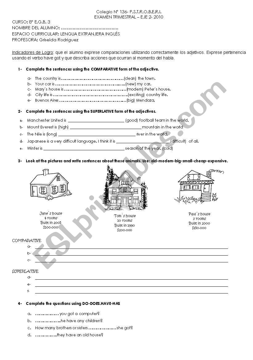 Grammar Test worksheet