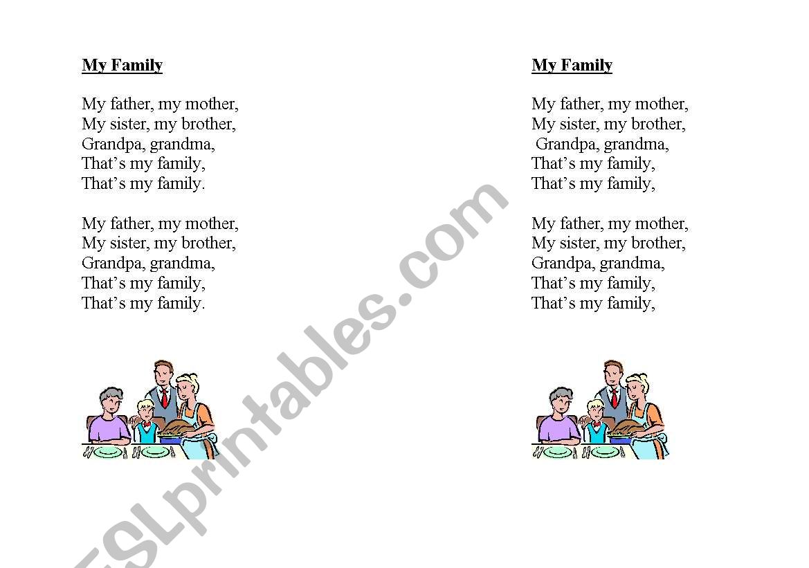 My Family (chant) worksheet