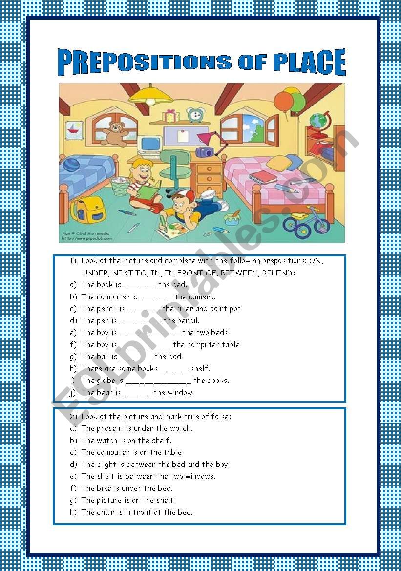 PREPOSITIONS OF PLACE worksheet