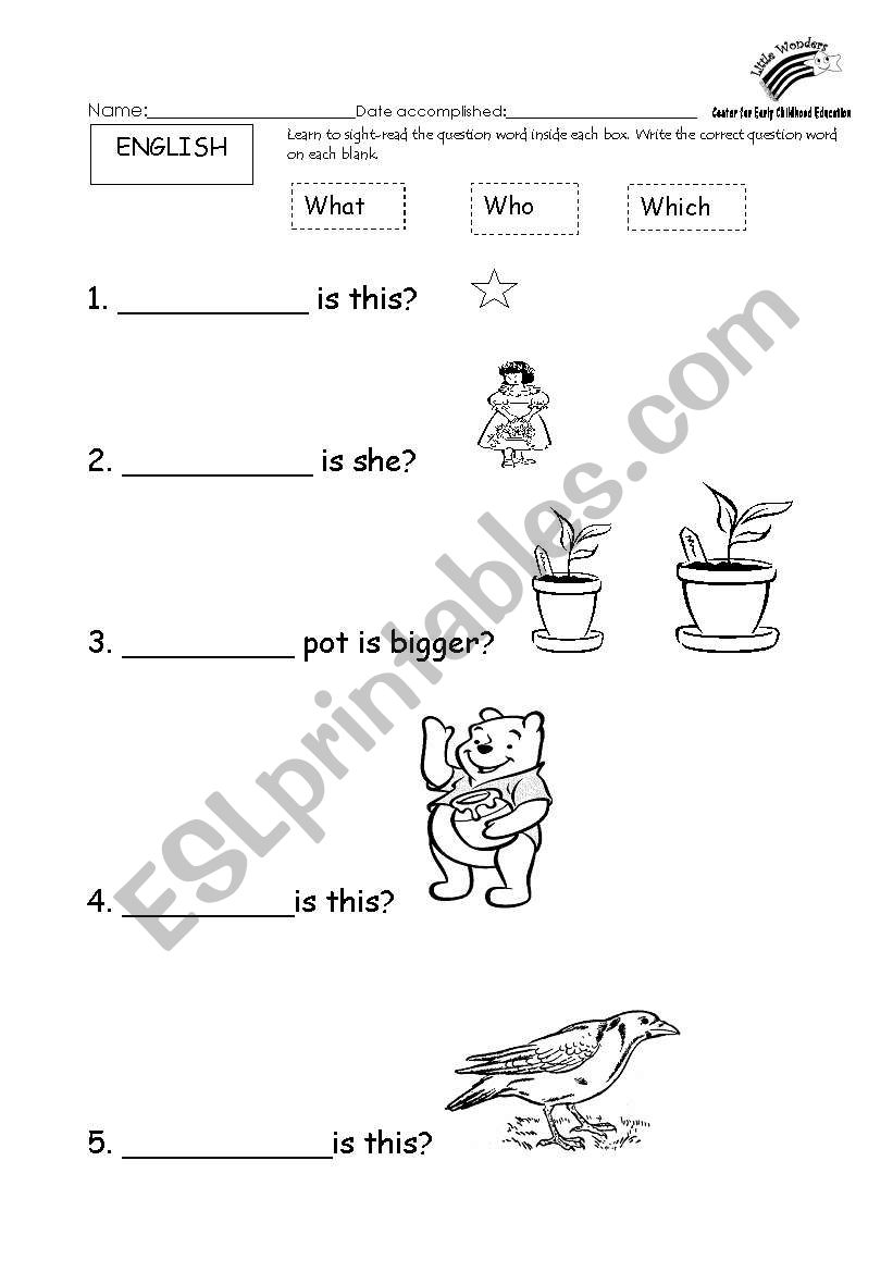 Basic Question Words worksheet