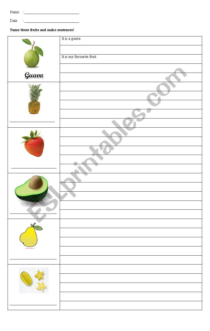 My Favorite Fruit Worksheet