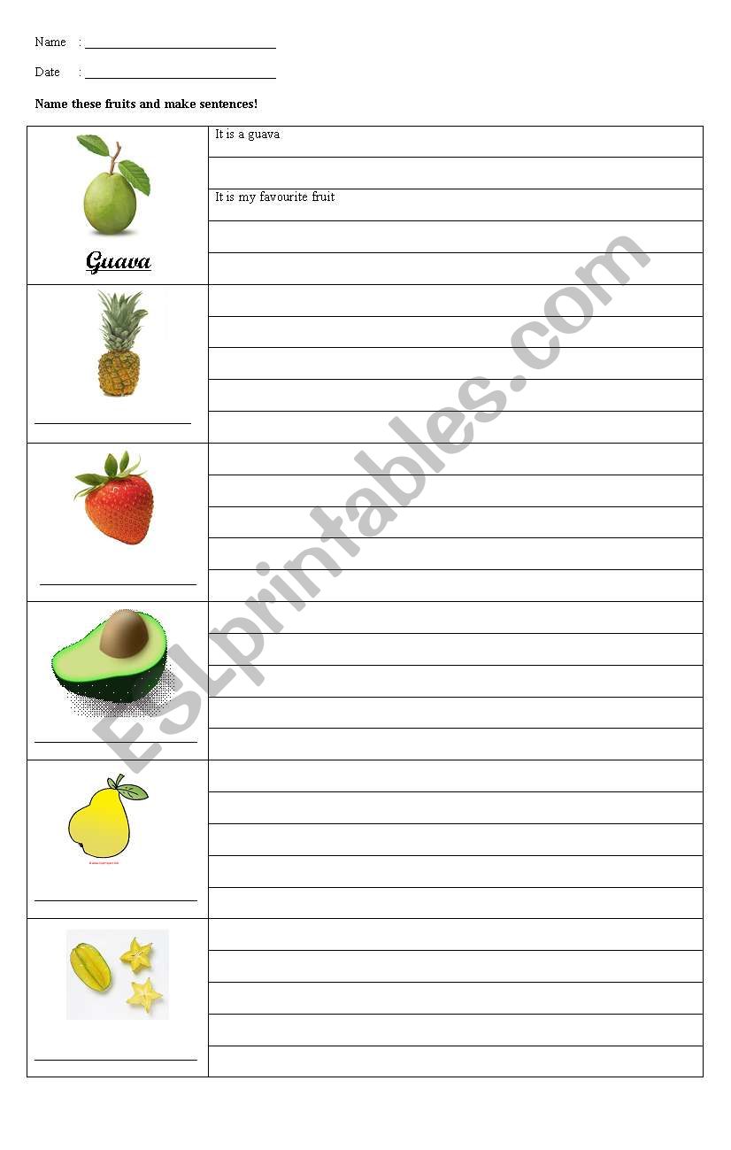 my favorite fruit worksheet