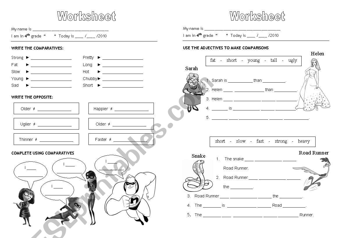 Comparative exercises English 4