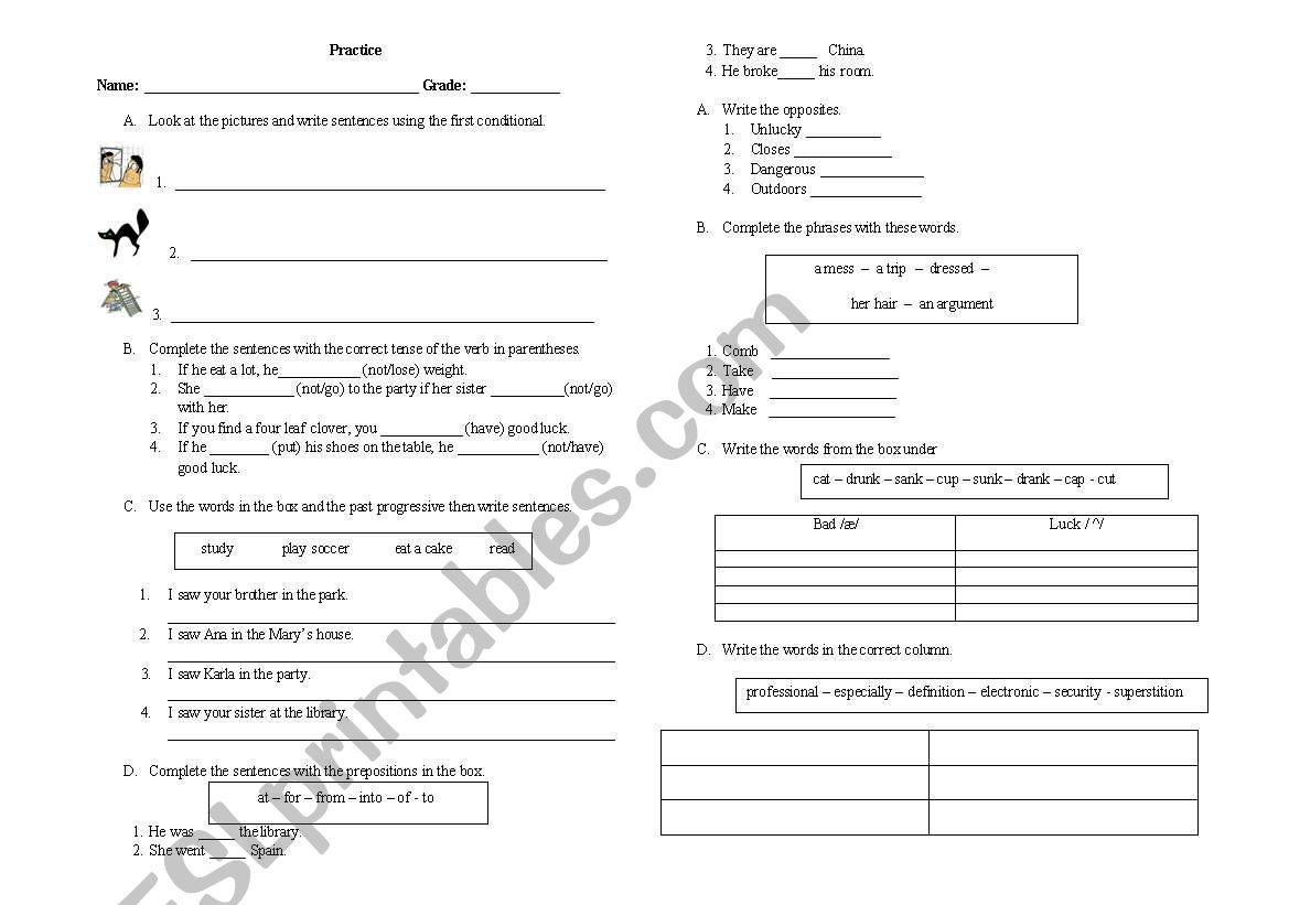 Practice worksheet