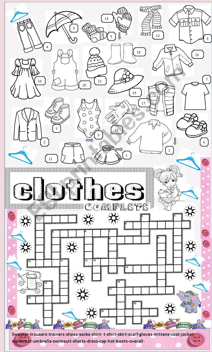 clothes worksheet